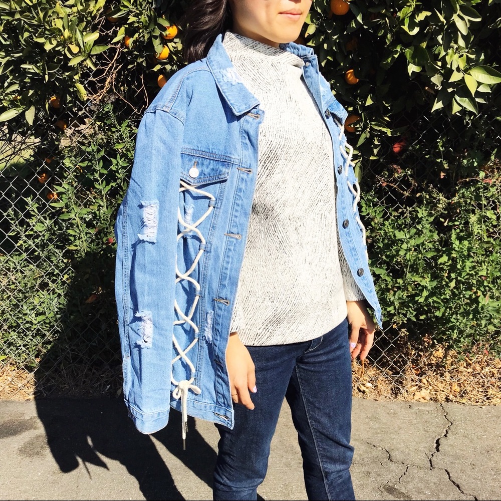 SALE - ASOS Distressed oversized denim jacket - Picture 2 of 5